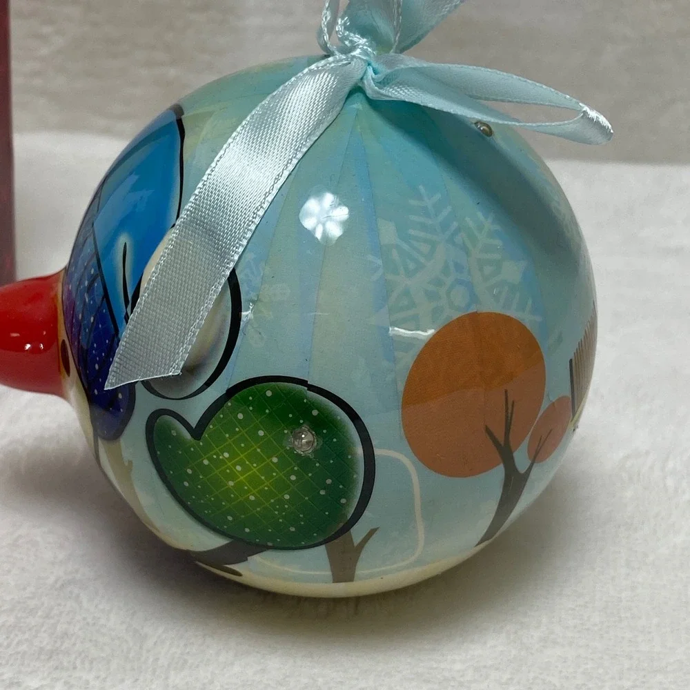 Twinkling Treasures Blinking Christmas Ornament Snowman Red Nose‎ Blue Hat Works